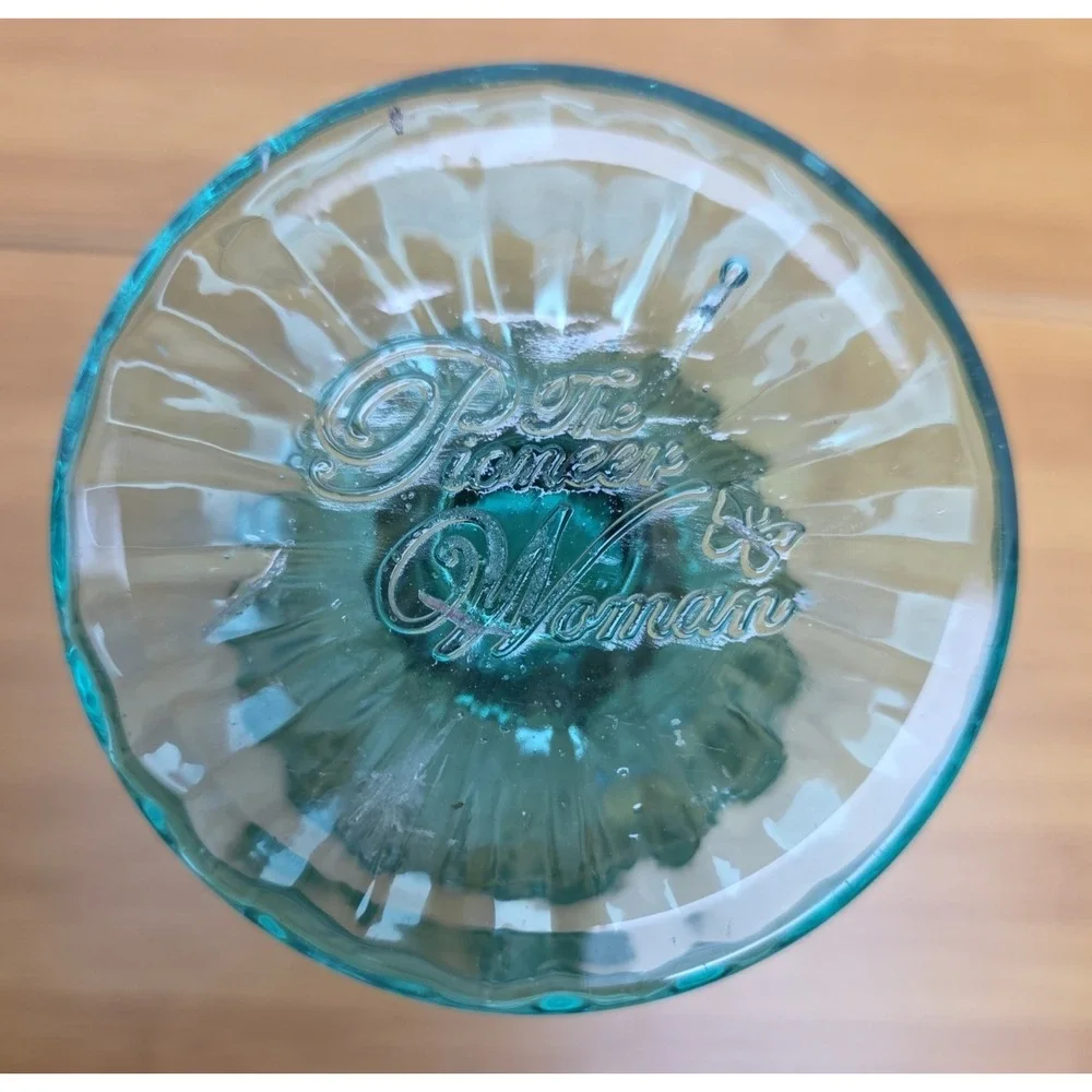 The Pioneer Woman ADELINE Turquoise Blue/Green Glass Footed 12 oz. Water Goblet